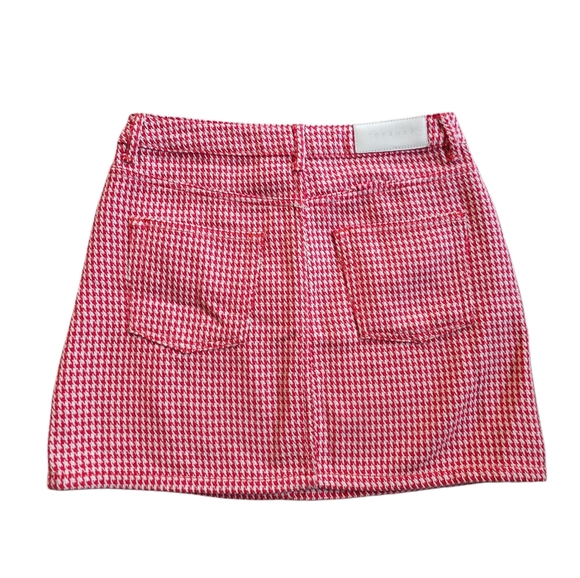 TOPSHOP Moto Red Houndstooth Mod Retro Mini Skirt Size 8 - Picture 2 of 3